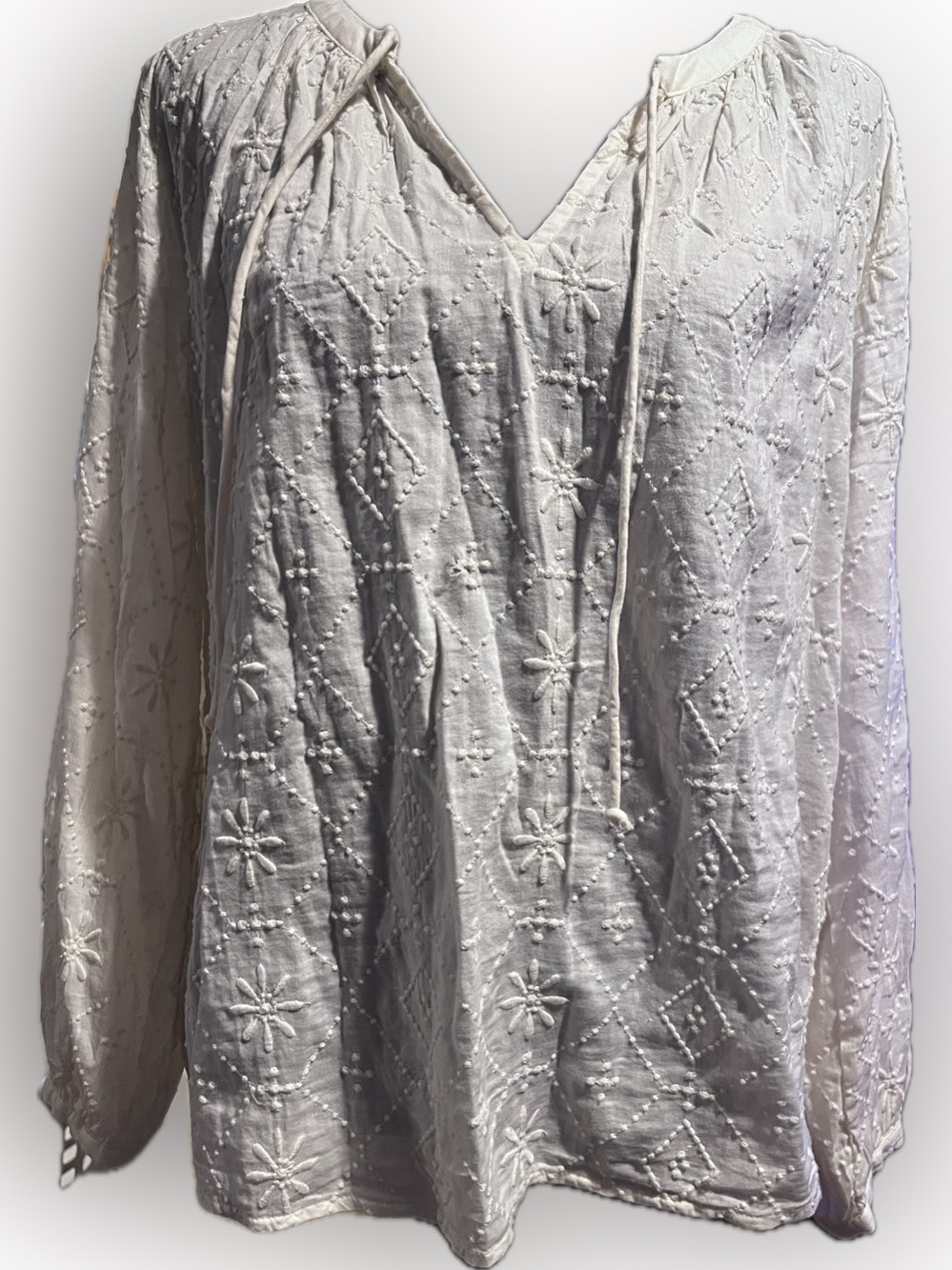 Old Navy Cream Embroidered Peasant Tunic